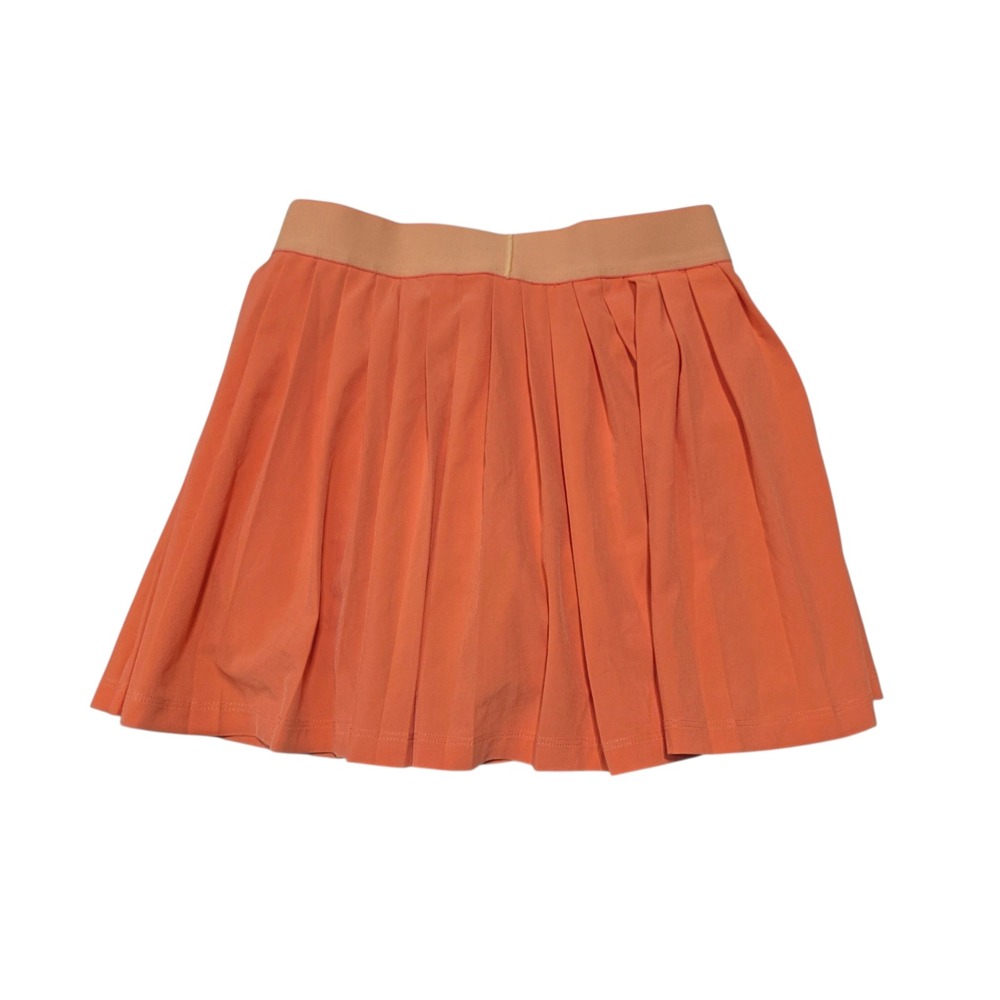 Athleta Girl Orange Pleated Tennis Skirt Built-in Shorts Kids Size L 12 - Picture 2 of 8